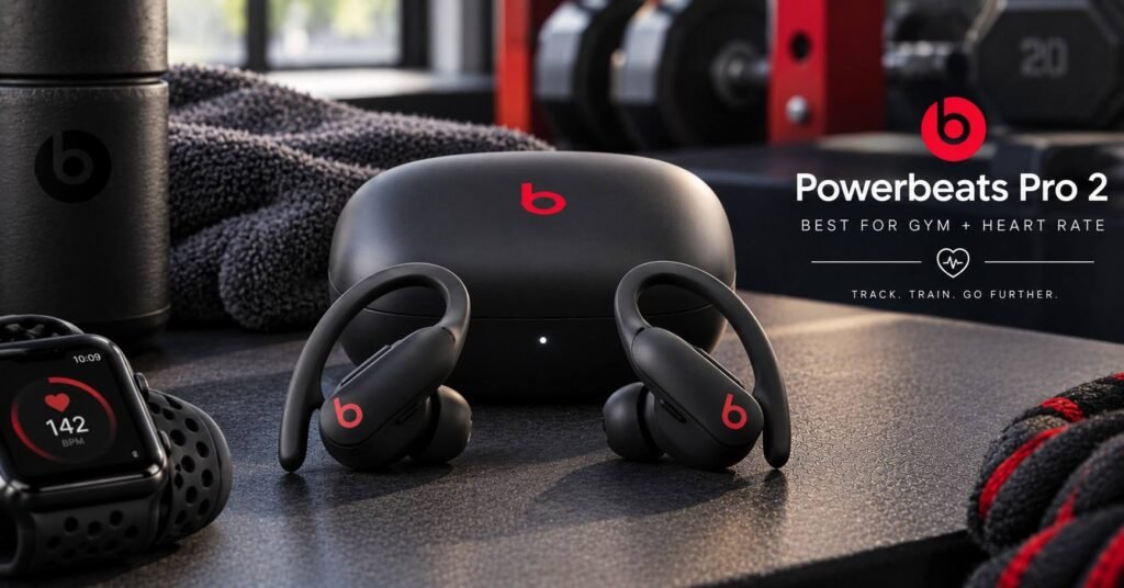 Beats Powerbeats Pro 2 3D render, best for gym + heart rate in our best wireless earbuds list