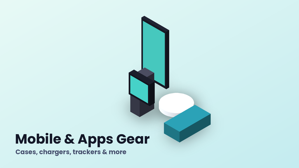 3D isometric phone, wireless charger, smartwatch and power bank for mobile Amazon gadgets